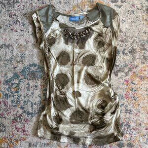 Vintage Y2K Vera Wang green short sleeve blouse top